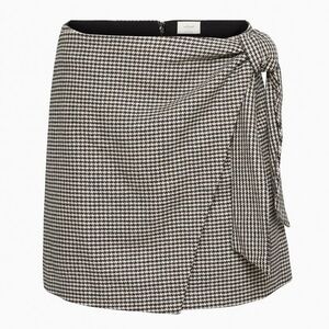 Aritzia Wilfred Wrap-Front Skirt (Cream/Black Houndstooth)